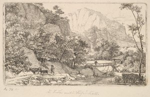 Campesino con vaca y ternero, en el Unterberg cerca de Berchtesgaden, 1818 de Johann Christian Erhard