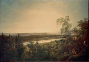 Paisaje del Elba con vista a Dresde de Johann Christian Klengel