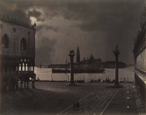 Venecia: San Marcos mirando hacia San Giorgio Maggiore, a la luz de la luna de Johann Christian Neuber