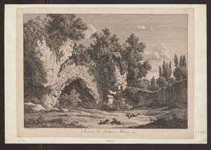 Vista del teatro en Albano (Pastor con ovejas entre ruinas) de Johann Christian Reinhart