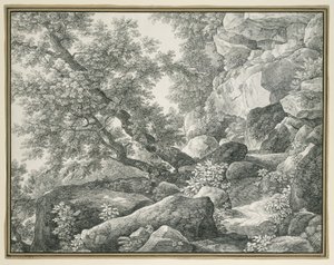Paisaje rocoso con árboles de Johann Christian Reinhart