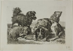 Cuatro perros, de Die Zweite Thierfolge de Johann Christian Reinhart