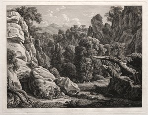 Paisaje Heroico: Paisaje con la Tentación de Cristo de Johann Christian Reinhart
