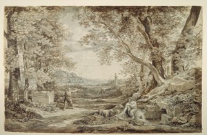 Paisaje con monumentos antiguos («La invención del capitel corintio») de Johann Christian Reinhart