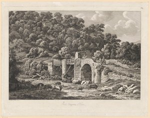 Paisaje: Ponte Aquoreo en Tivoli de Johann Christian Reinhart