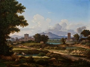 Paisaje romano, compuesto con elementos de la Torre del Quinto de Johann Christian Reinhart