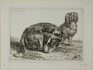 Dos perros descansando, de Die Zweite Thierfolge de Johann Christian Reinhart