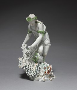 Pescadora, manufactura Fábrica de Porcelana de Ludwigsburg, Alemania, c.1765 (porcelana con esmalte y decoración dorada) de Johann Christian Wilhelm Beyer
