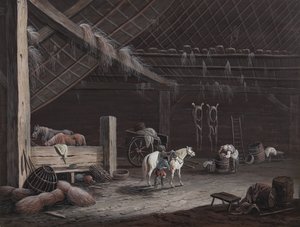 El caballo blanco: interior del granero de Johann Christoph Dietzsch