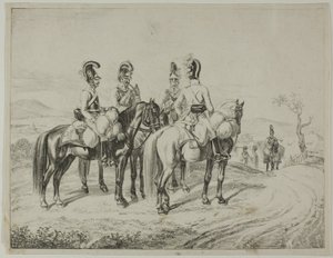 Cuatro coraceros en una pendiente de Johann Christoph Erhard