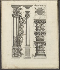 Columnas y capítulos del orden corintio Corintia .I. (título en el objeto) Cinco órdenes de arquitectura (título de la serie) de Johann Christoph Feinlein