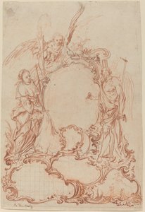 Cartucho Rococó con Figuras Alegóricas de Johann Daniel Herz the Elder
