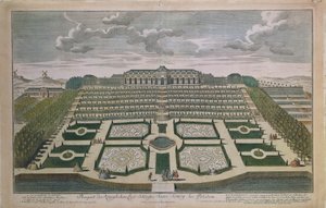 Vista en perspectiva del Castillo de Sanssouci, Potsdam, Alemania de Johann David Schleuen