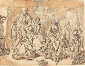 La familia feliz con niños jugando de Johann Eleazar Schenau