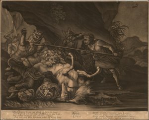 Ca. 1770 mezzotinta alegórica de África