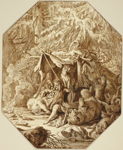 El cazador audaz, soportando el invierno de Johann Elias Ridinger