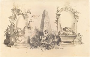 Cartucho moderno con emblemas de la muerte de Johann Esaias Nilson
