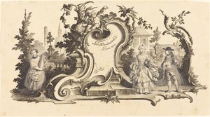 Cartouches Modernes ornados con diferentes figuras (Placa VI-1 del conjunto) de Johann Esaias Nilson