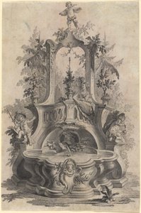 Fuente rococó con amantes y los cuatro elementos de Johann Esaias Nilson