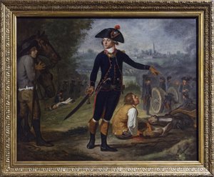 Oficial de artillería en el asedio de una ciudad, c.1795 (óleo sobre lienzo) de Johann Friedrich (after) Dryander