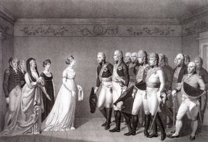 El Encuentro entre Luisa de Prusia y el Príncipe Heredero Alejandro de Rusia en Memel, 1805 de Johann Friedrich Bolt