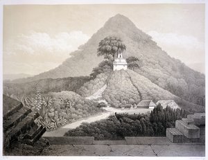 Vista pintoresca en el Templo de la Cruz, Palenque, lámina 20 de 