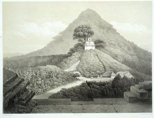 Vista pintoresca en el Templo de la Cruz, Palenque, lámina 20 de 