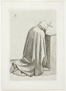 Peregrino arrodillado con cruz y libro de Johann Friedrich Overbeck
