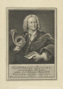 Retrato del trompetista y compositor Gottfried Reiche 1667-1734, 1727