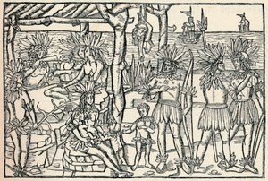 La primera representación del pueblo del Nuevo Mundo, 1505 de Johann Froschauer