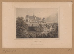 Vista de la Hooglandse Kerk en Leiden
Leyden, la Hooglandsche Kerk, vista desde el burgo (título en el objeto) de Johann Gabriel Friedrich Poppel