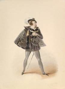 Estudio de vestuario para Belmonte en El rapto en el serrallo de W.A. Mozart, ca. 1830-50 de Johann Georg Christoph Fries
