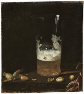 Naturaleza muerta con vaso de cerveza y nueces de Johann Georg Hainz