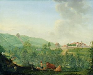 Castillo de Weissenstein, cerca de Kassel (Wilhelmshöhe), 1778 de Johann Georg Pforr