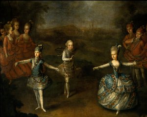Representación del ballet El triunfo del amor de Christoph Willibald Gluck en Schönbrunn en el matrimonio de José II con María Josefina Antonieta de Baviera el 24 de enero de 1765 (detalle)