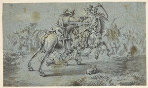 Escena de batalla con jinetes y turcos de Johann Georg von Bemmel