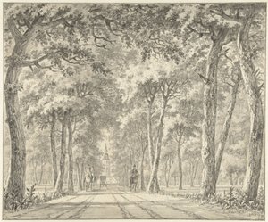 Vista de una avenida con el castillo de Karlsruhe de Johann Goll van Frankenstein (I)