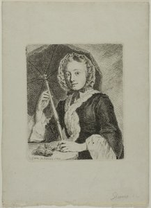 Mujer con una Sombrilla (Sra. Friedrich Christian Glume, Cuñada del Artista) de Johann Gottlieb Glume