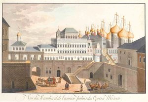 Vista del Kremlin en Moscú. El Palacio Terem, 1813 de Johann Gottlieb Lohrer