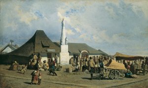 Plaza del mercado en Szolnok de Johann Gualbert Raffalt