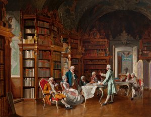 Escena de biblioteca, finales del siglo XIX de Johann Hamza