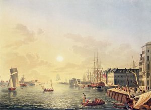 Vista del puerto y el puerto de Le Havre, principios del siglo XIX de Johann Heinrich (after) Luttringshausen