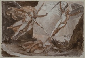 Satanás tocado por la lanza de Ithuriel de Johann Heinrich Füssli