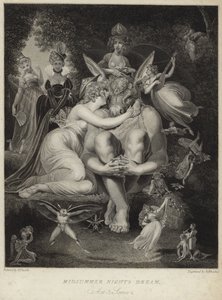 Titania besando a Bottom en El Sueño de una Noche de Verano