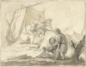 Representación alegórica con niños alrededor de un fuego de Johann Heinrich Keller (II)