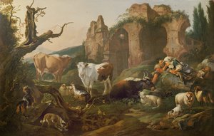 Animales de granja en un paisaje, 1685