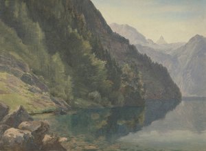 Costa Boscosa en el Lago Königsee de Johann Heinrich Schilbach