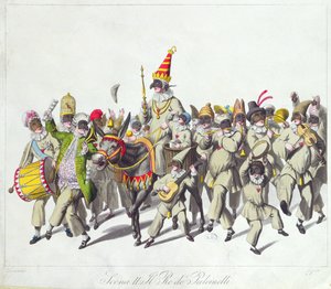 Procesión del Rey Punch durante el Carnaval Romano, principios del siglo XIX