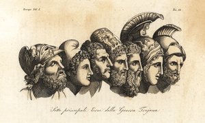 Bustos de siete héroes principales de la Guerra de Troya de Johann Heinrich Wilhelm (after) Tischbein