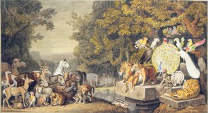 La corte de los animales, ilustración del Canto IV de "Reineke Fuchs" de Goethe de Johann Heinrich Wilhelm Tischbein